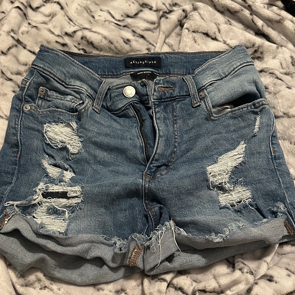 Aeropostale Ripped Denim Blue Shorts